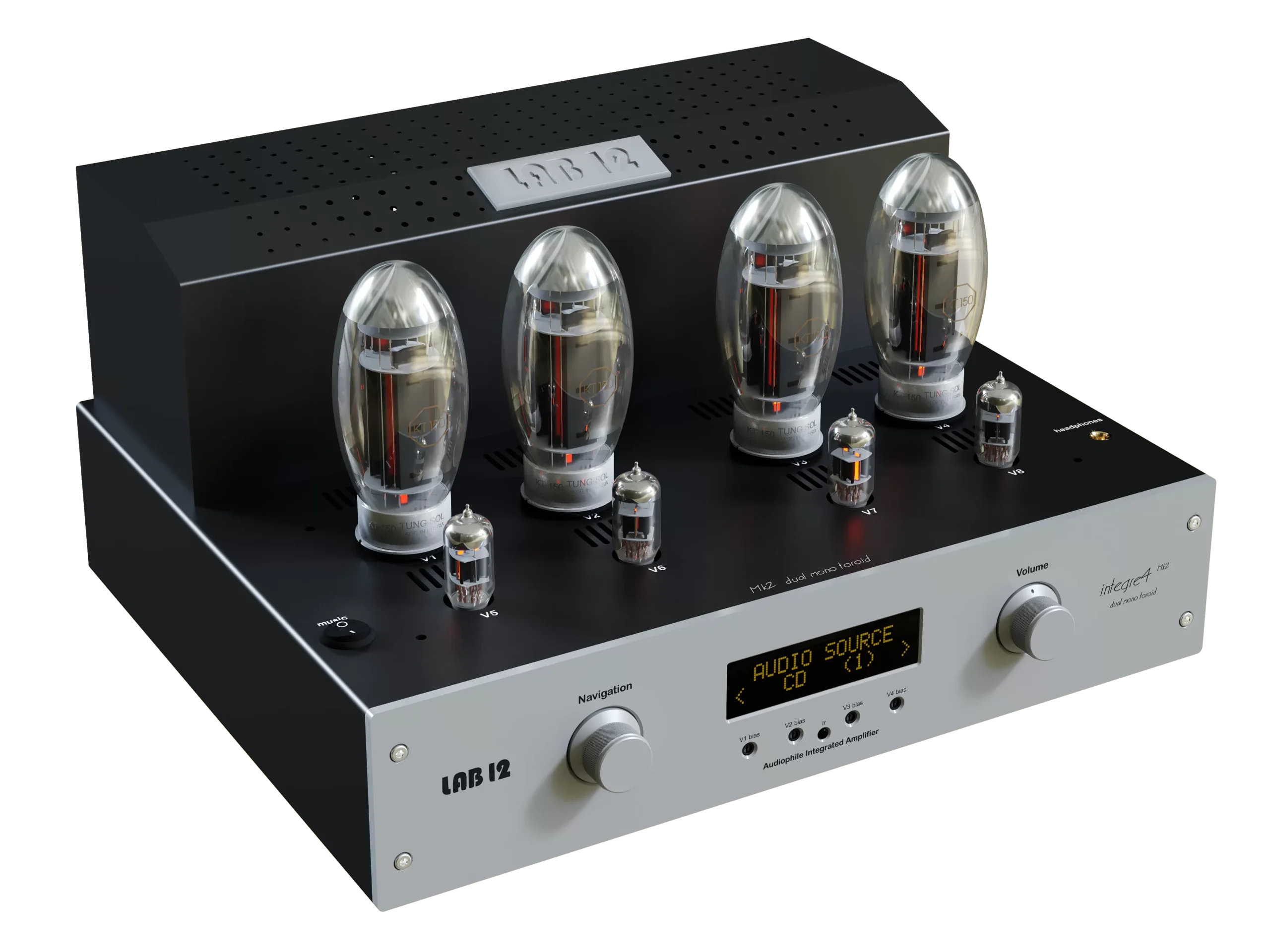 Lab12 Integre4 MK2 integrierter Röhrenverstärker silber Seitenansicht